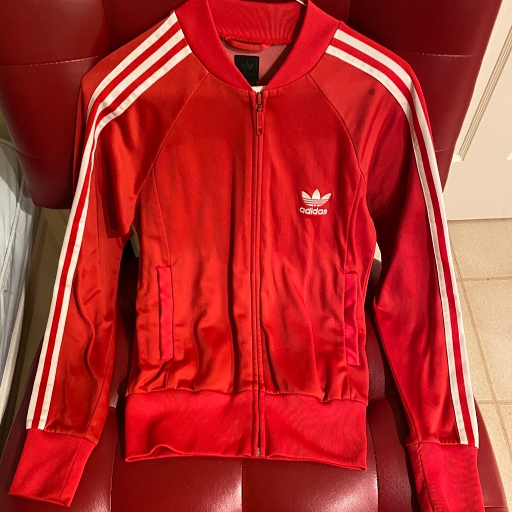 Adidas vintage red track jacket